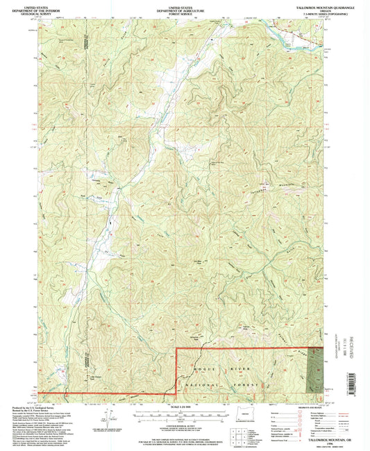 Classic USGS Tallowbox Mountain Oregon 7.5'x7.5' Topo Map Image