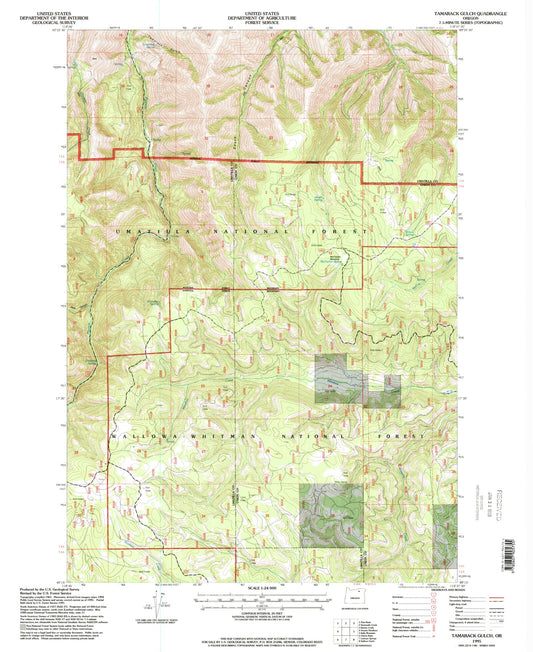 Classic USGS Tamarack Gulch Oregon 7.5'x7.5' Topo Map Image