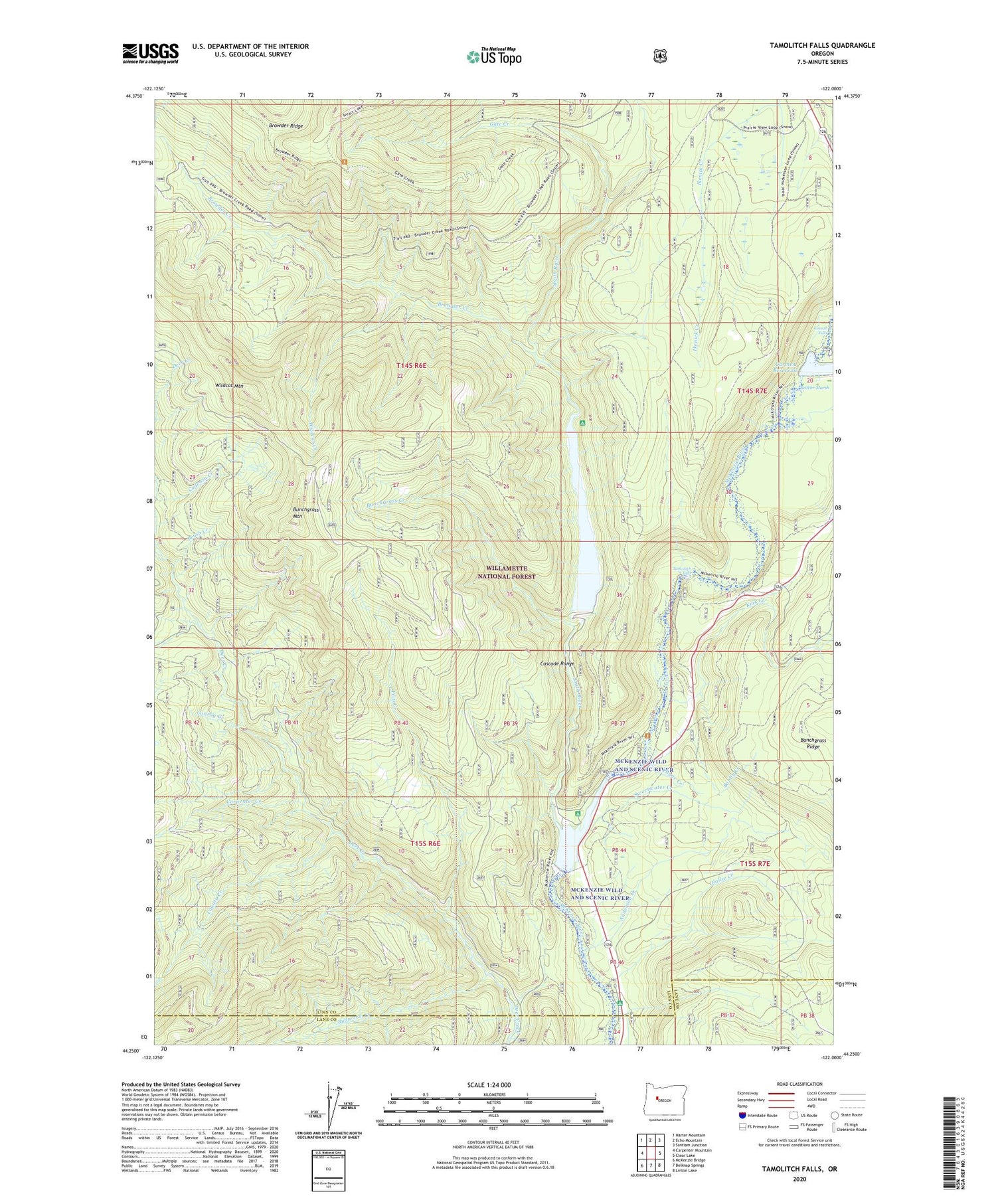 Tamolitch Falls Oregon US Topo Map Image