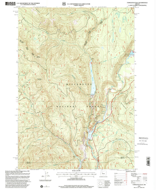 Classic USGS Tamolitch Falls Oregon 7.5'x7.5' Topo Map Image