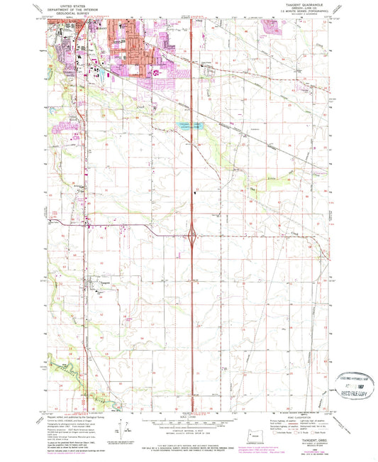 Classic USGS Tangent Oregon 7.5'x7.5' Topo Map Image