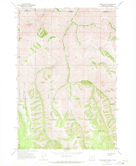 Classic USGS Teepee Butte Oregon 7.5'x7.5' Topo Map Image