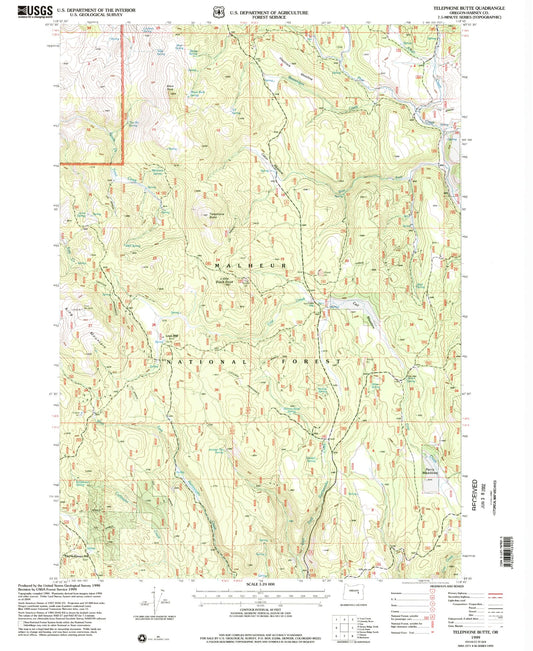 Classic USGS Telephone Butte Oregon 7.5'x7.5' Topo Map Image