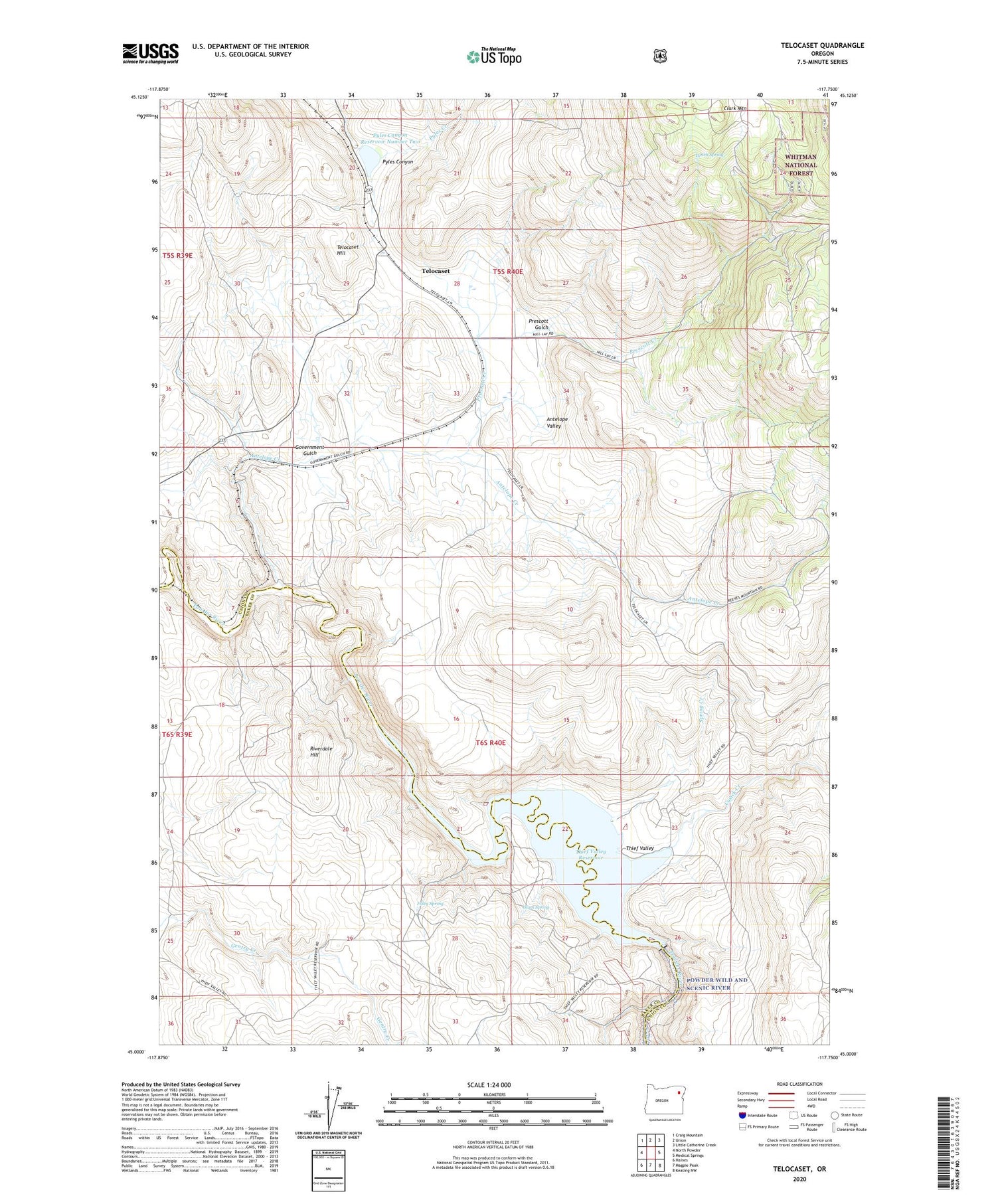 Telocaset Oregon US Topo Map Image