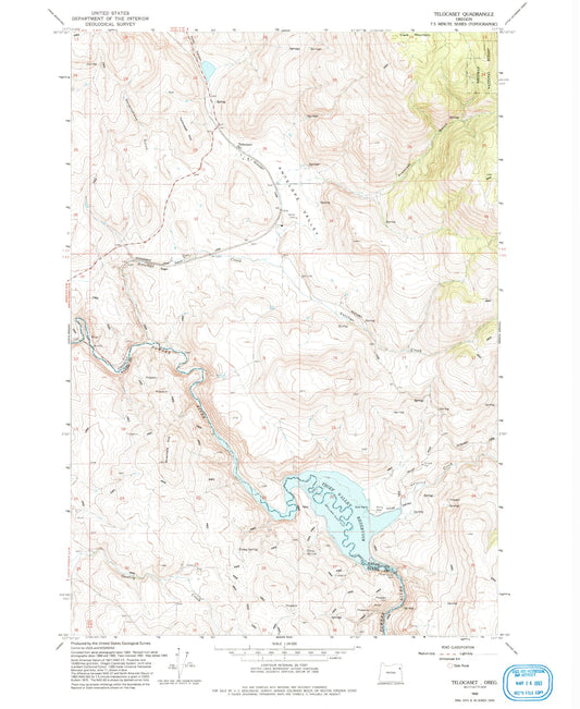 Classic USGS Telocaset Oregon 7.5'x7.5' Topo Map Image