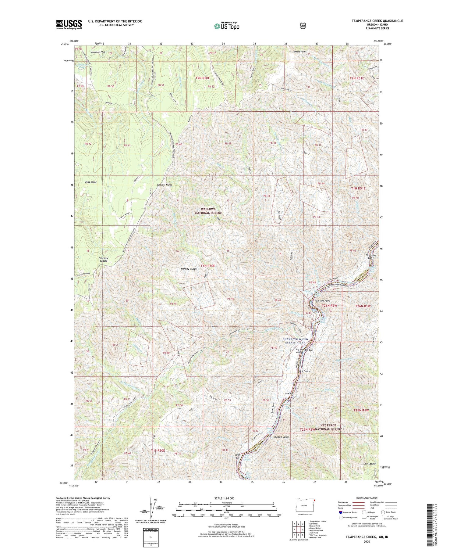 Temperance Creek Oregon US Topo Map Image