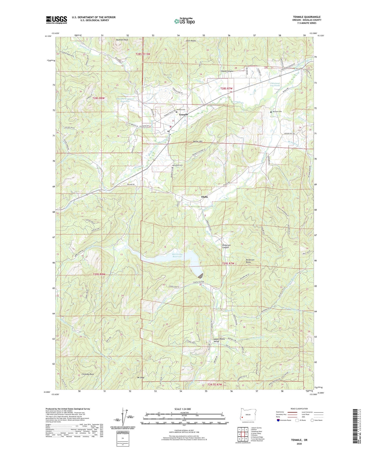 Tenmile Oregon US Topo Map Image