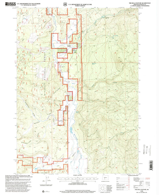 Classic USGS The Bull Pasture Oregon 7.5'x7.5' Topo Map Image