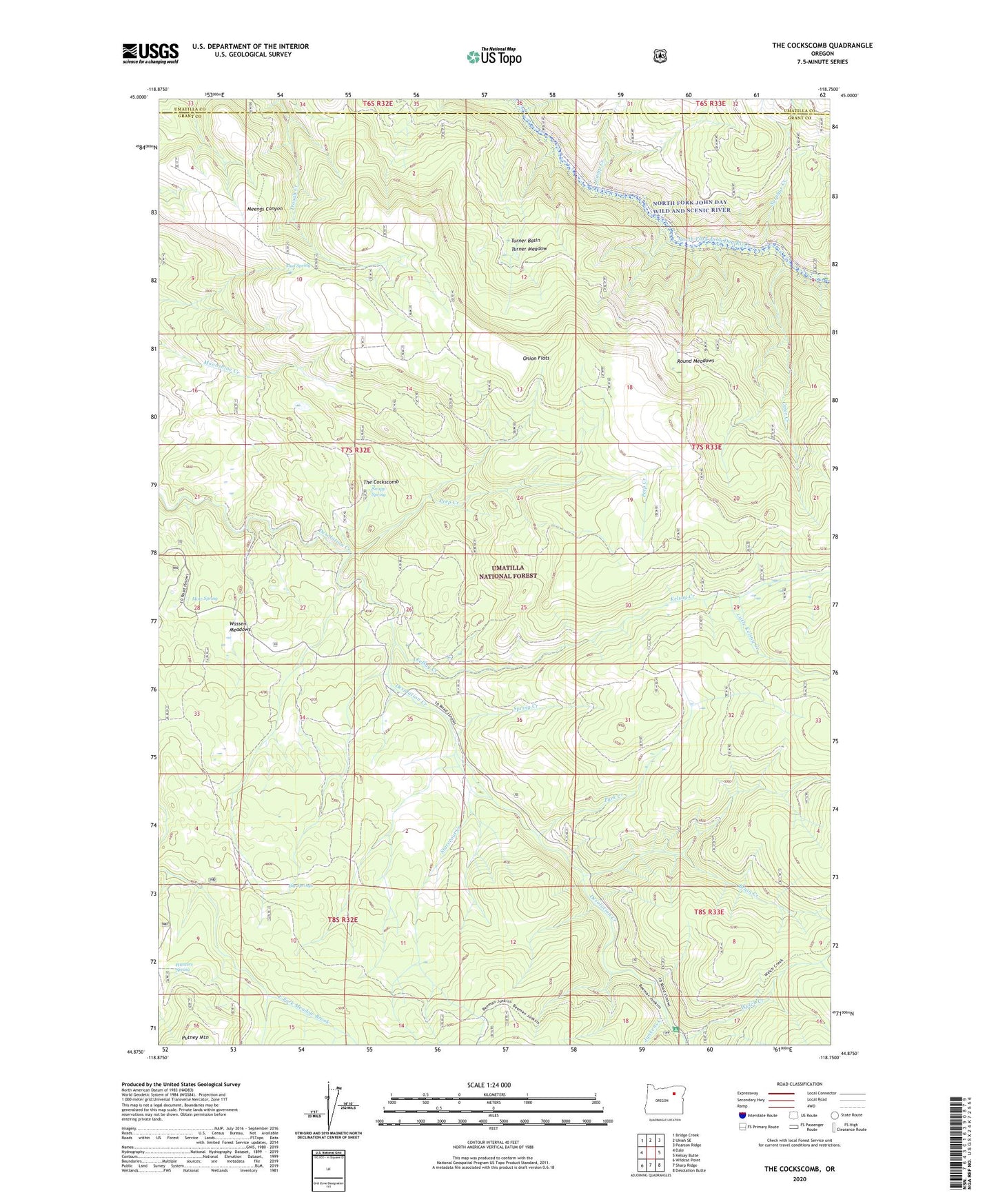 The Cockscomb Oregon US Topo Map Image