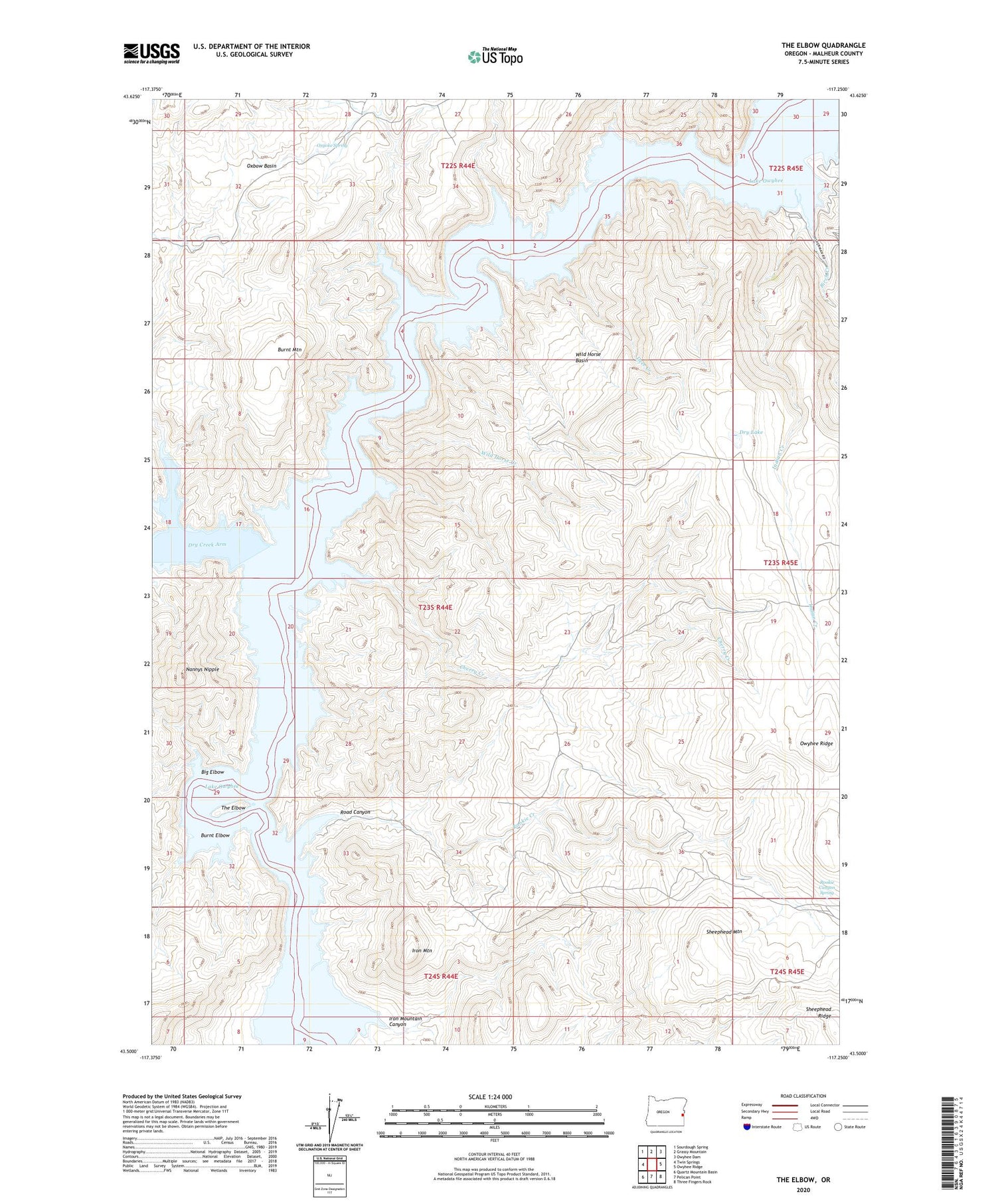 The Elbow Oregon US Topo Map Image