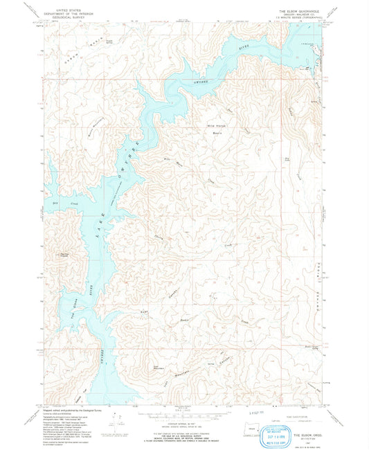 Classic USGS The Elbow Oregon 7.5'x7.5' Topo Map Image