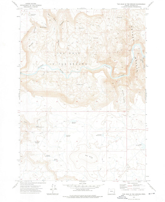 Classic USGS The Hole in the Ground Oregon 7.5'x7.5' Topo Map Image