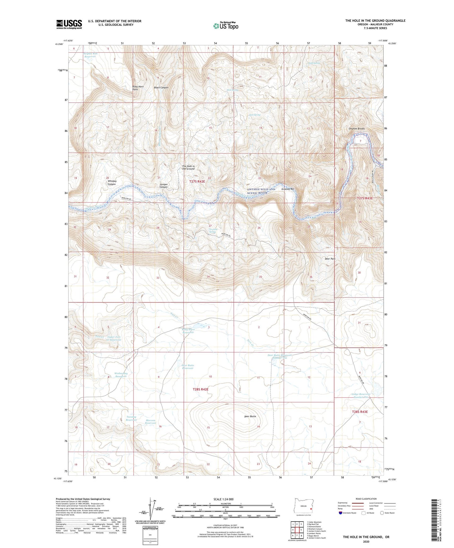 The Hole in the Ground Oregon US Topo Map Image