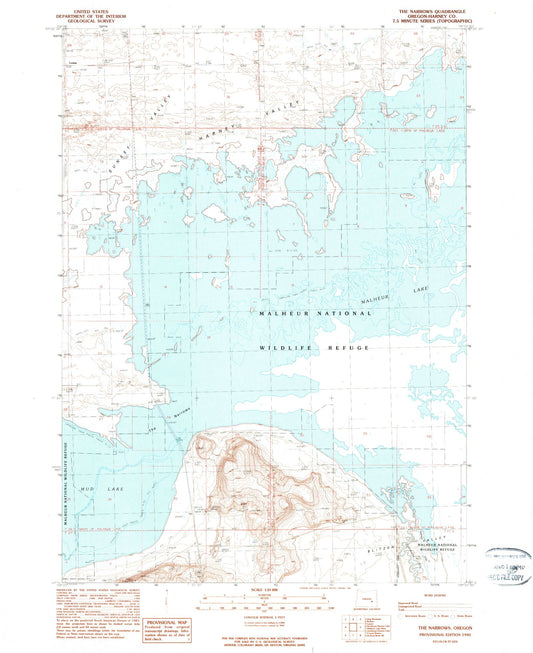 Classic USGS The Narrows Oregon 7.5'x7.5' Topo Map Image