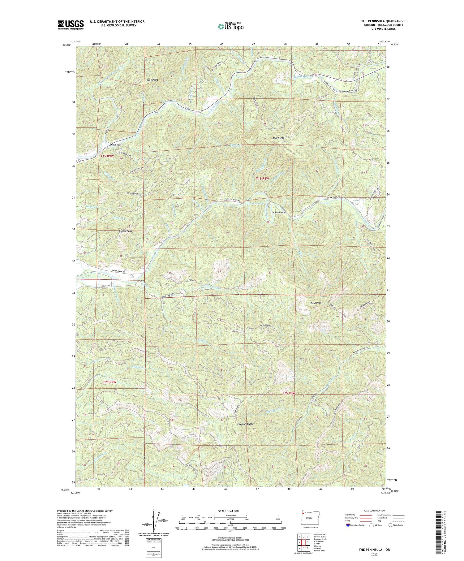 The Peninsula Oregon US Topo Map Image