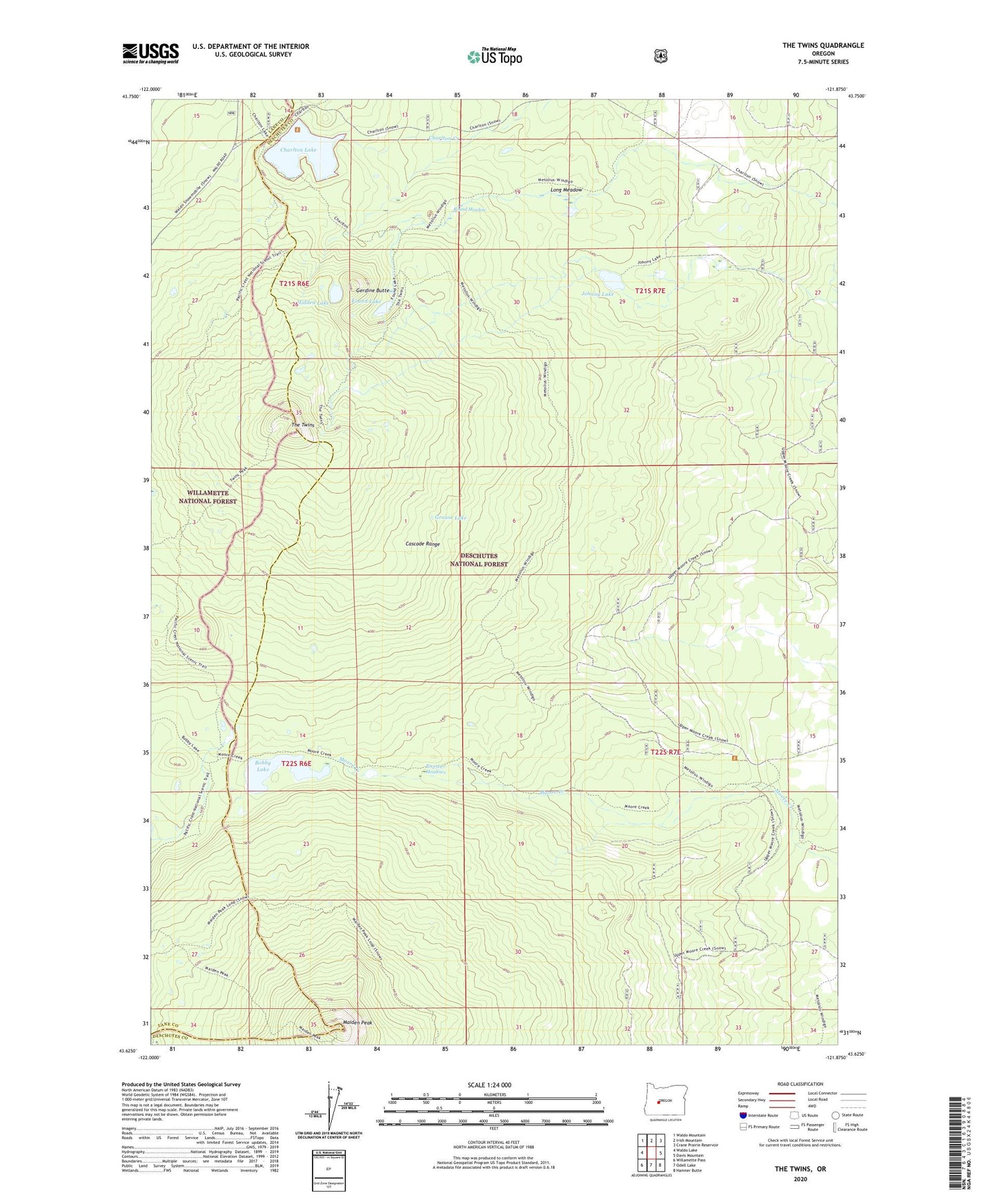 The Twins Oregon US Topo Map Image