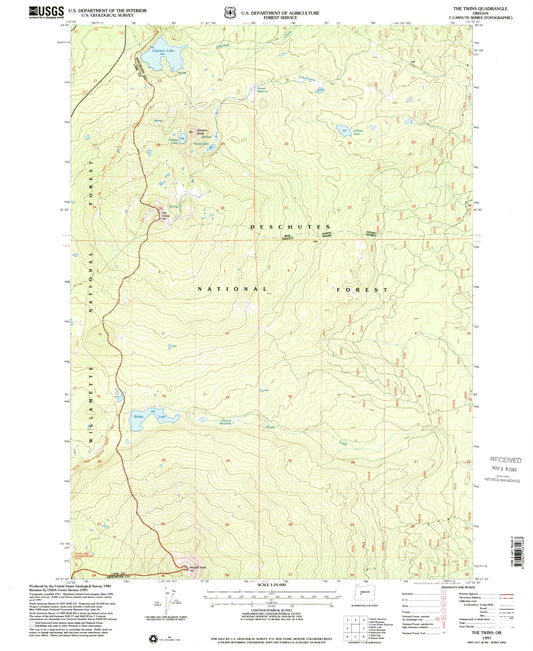 Classic USGS The Twins Oregon 7.5'x7.5' Topo Map Image