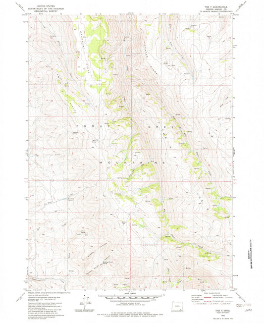 Classic USGS The V Oregon 7.5'x7.5' Topo Map Image