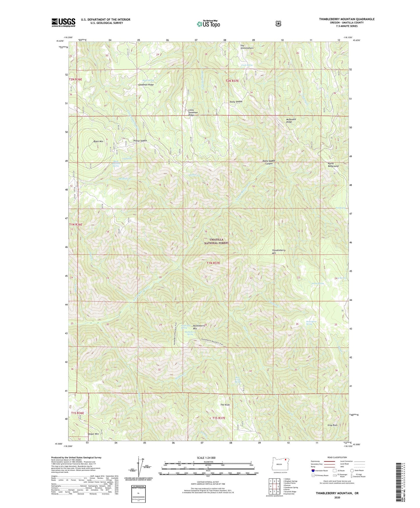 Thimbleberry Mountain Oregon US Topo Map Image