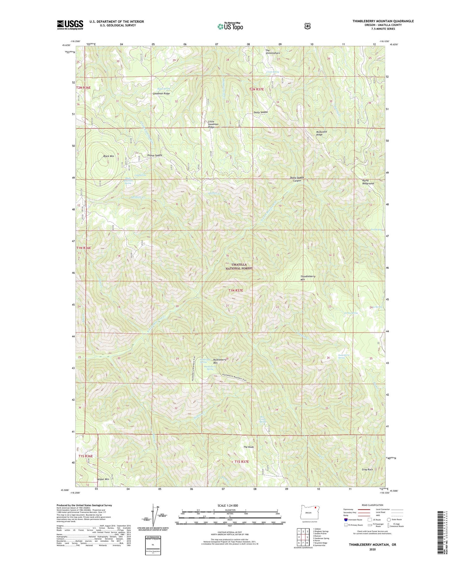 Thimbleberry Mountain Oregon US Topo Map Image