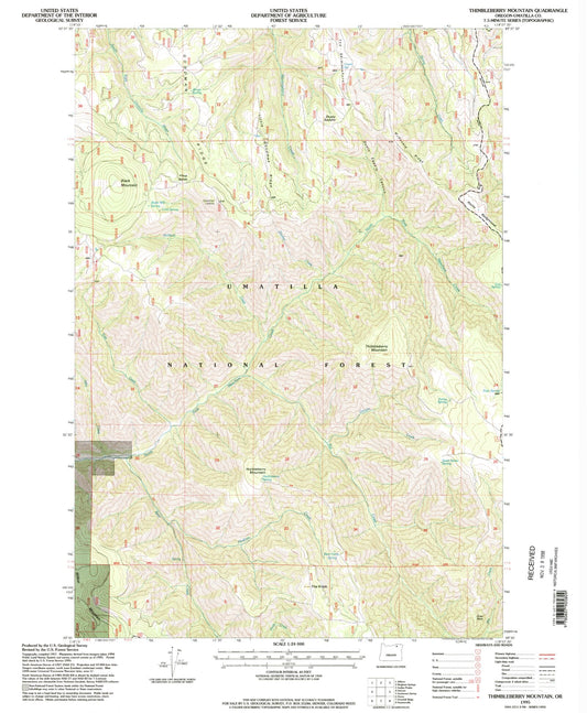 Classic USGS Thimbleberry Mountain Oregon 7.5'x7.5' Topo Map Image