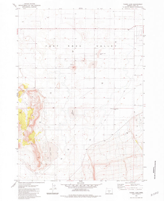 Classic USGS Thorn Lake Oregon 7.5'x7.5' Topo Map Image