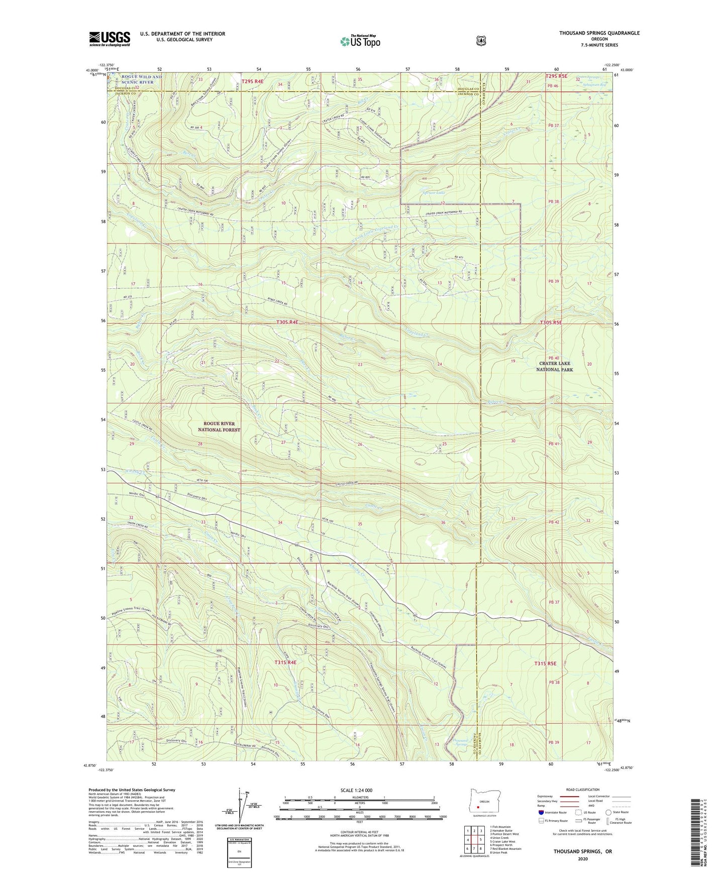 Thousand Springs Oregon US Topo Map Image