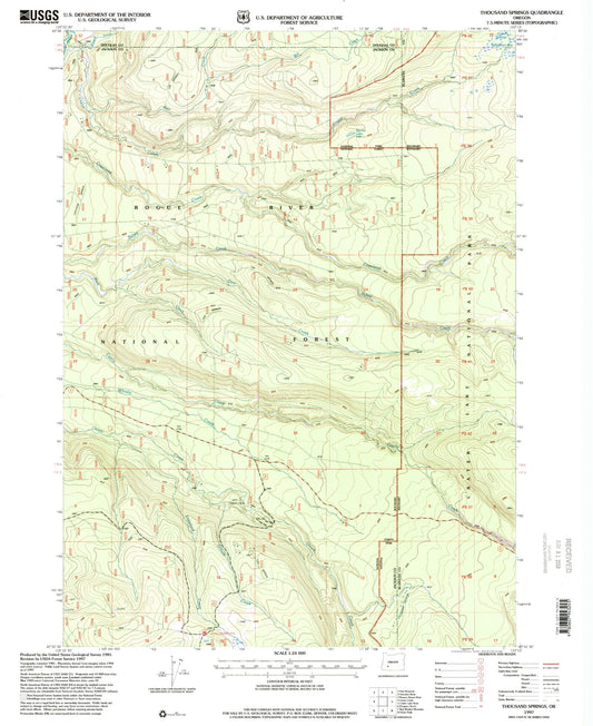 Classic USGS Thousand Springs Oregon 7.5'x7.5' Topo Map Image