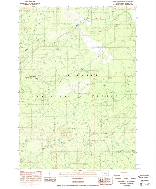 Classic USGS Three Creek Butte Oregon 7.5'x7.5' Topo Map Image