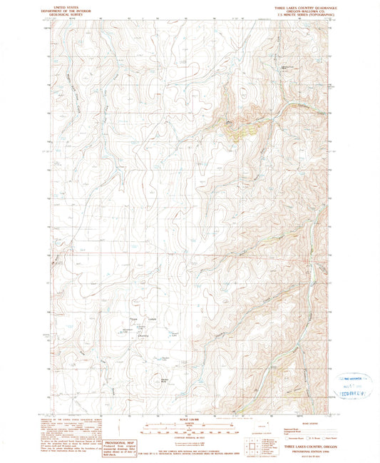 Classic USGS Three Lakes Country Oregon 7.5'x7.5' Topo Map Image