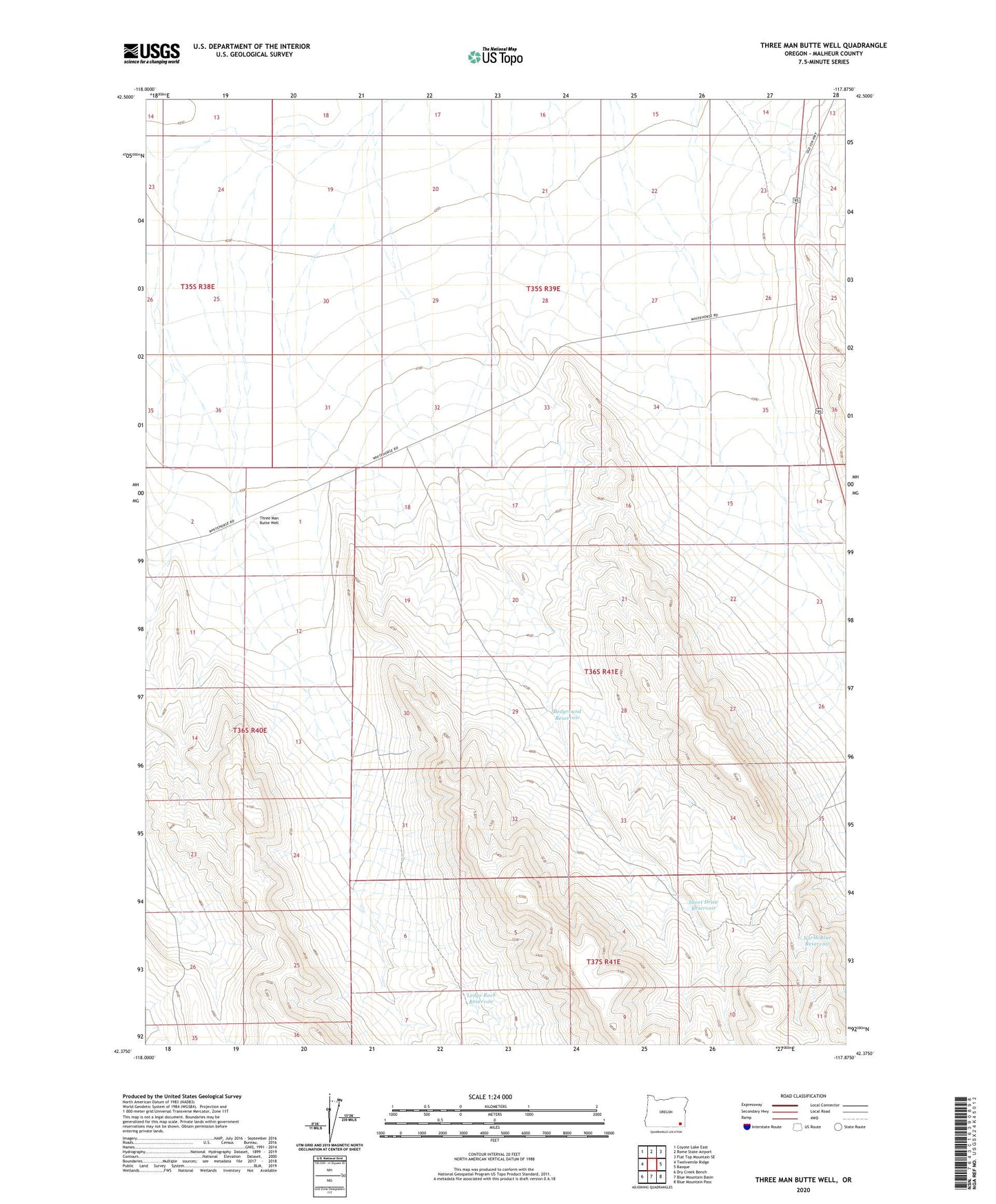 Three Man Butte Well Oregon US Topo Map Image