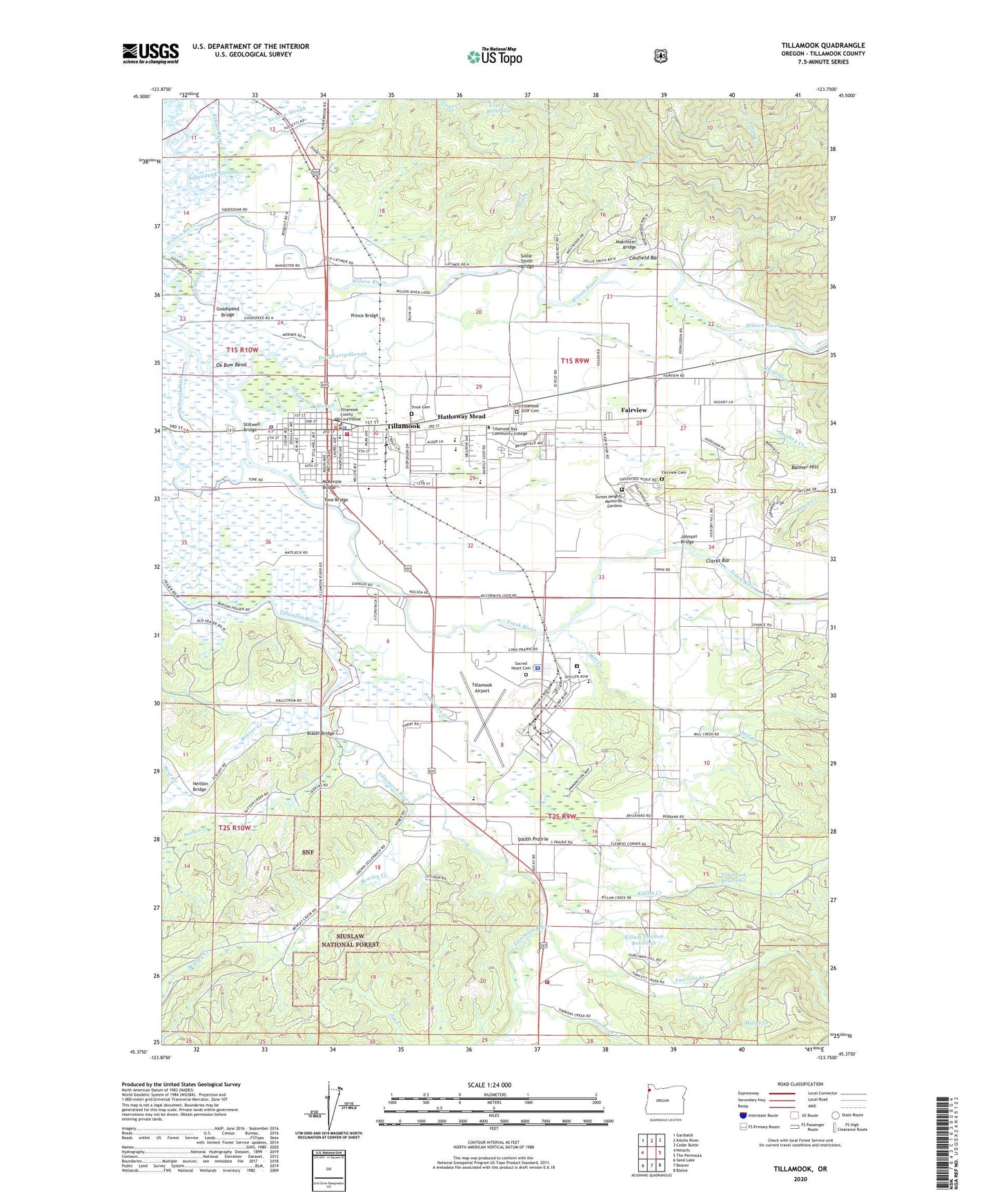 Tillamook Oregon US Topo Map Image