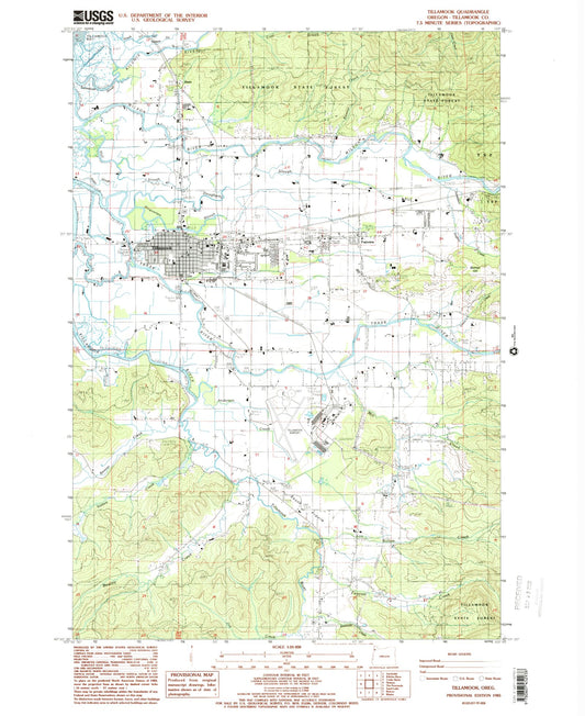 Classic USGS Tillamook Oregon 7.5'x7.5' Topo Map Image