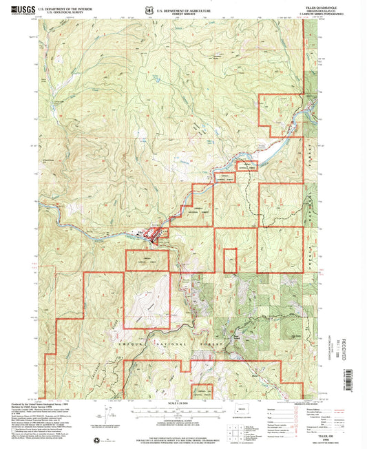Classic USGS Tiller Oregon 7.5'x7.5' Topo Map Image