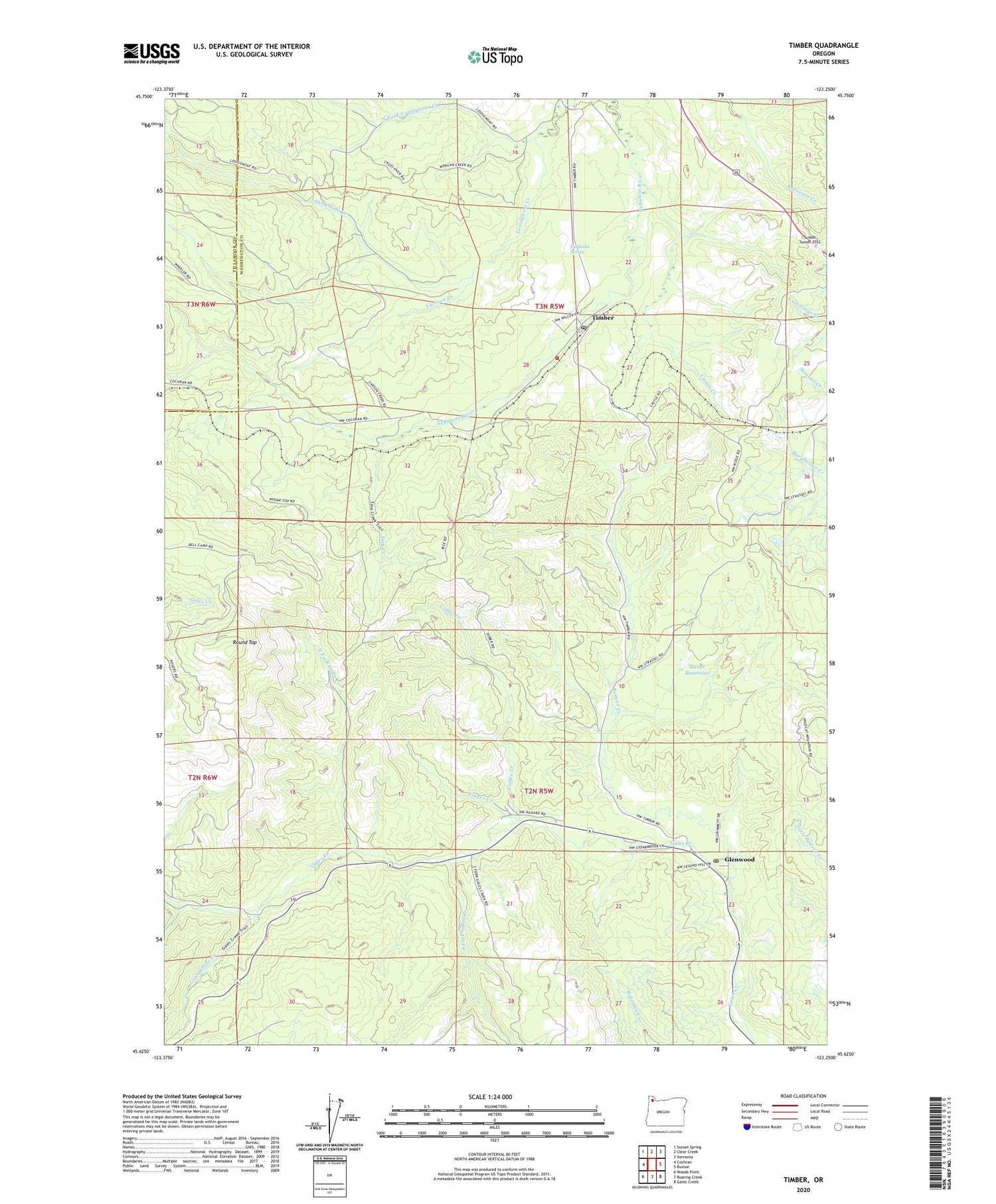 Timber Oregon US Topo Map Image
