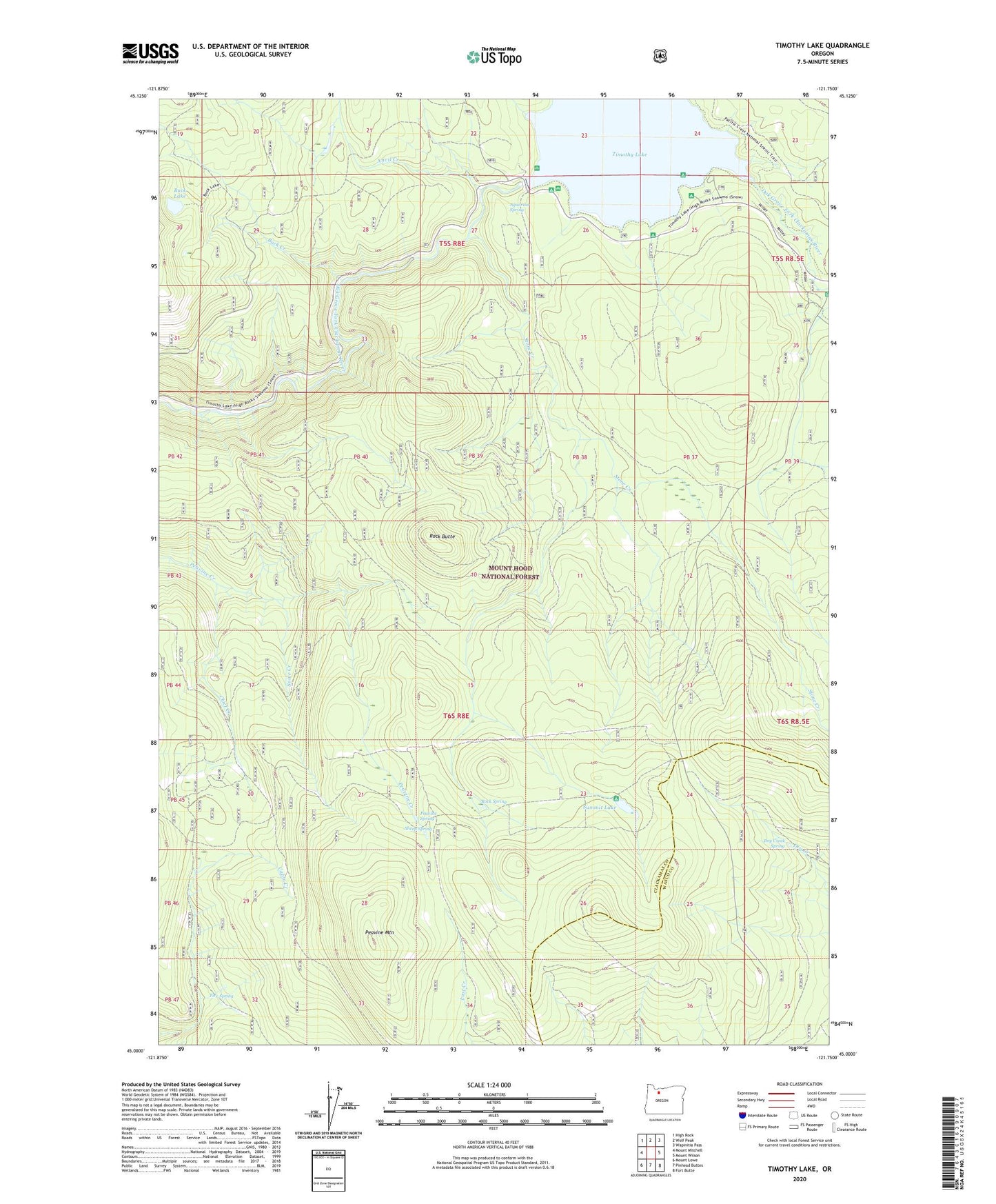 Timothy Lake Oregon US Topo Map Image