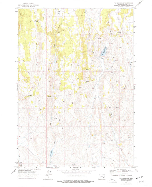Classic USGS Tin Can Ridge Oregon 7.5'x7.5' Topo Map Image