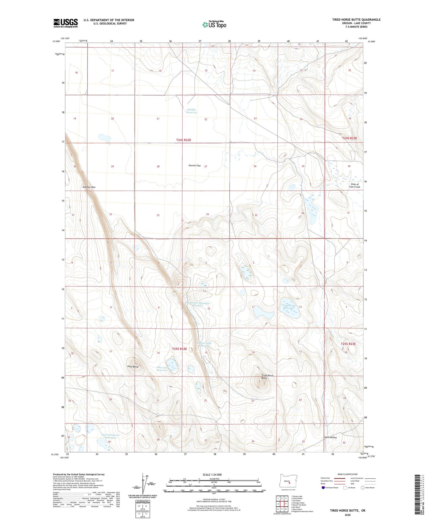 Tired Horse Butte Oregon US Topo Map Image