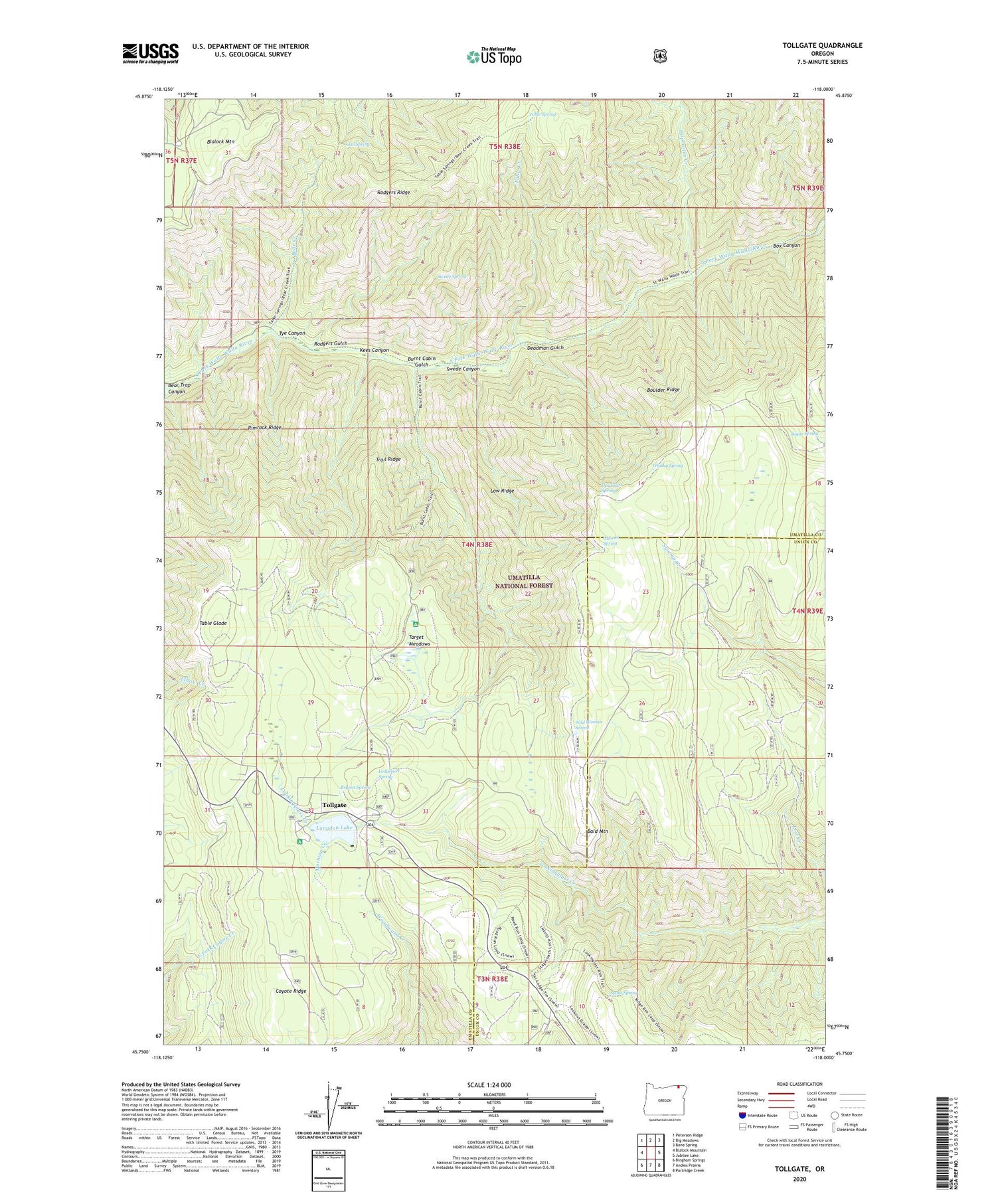 Tollgate Oregon US Topo Map Image