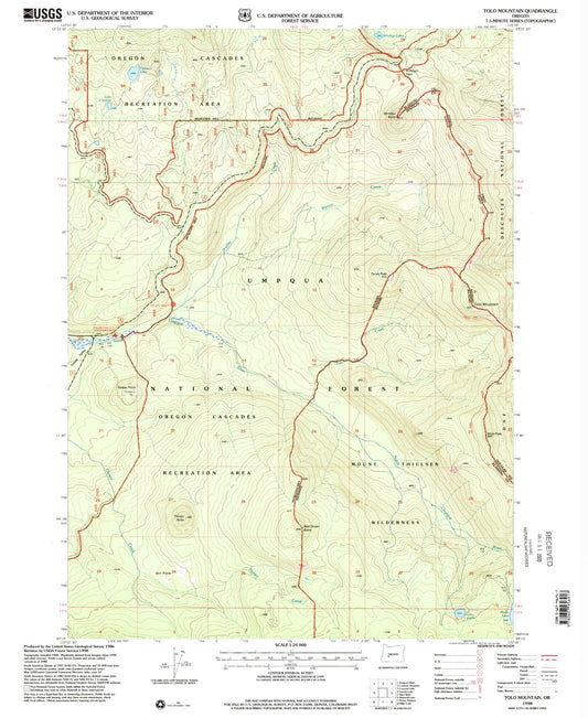 Classic USGS Tolo Mountain Oregon 7.5'x7.5' Topo Map Image