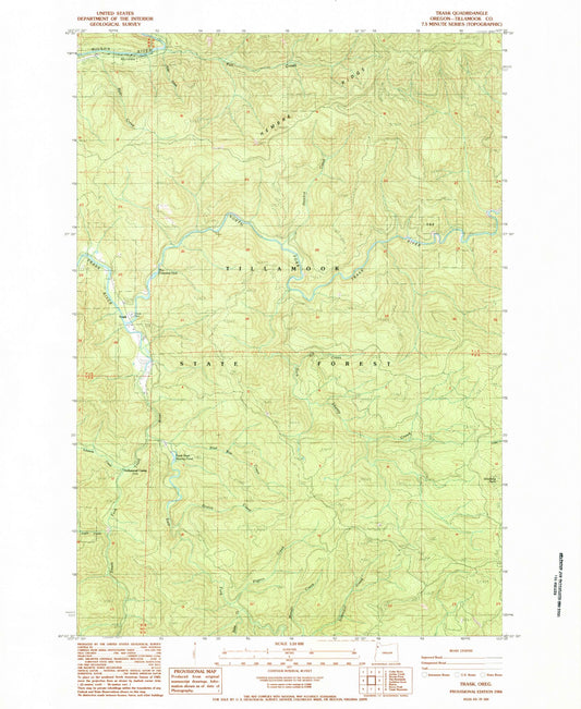 Classic USGS Trask Oregon 7.5'x7.5' Topo Map Image