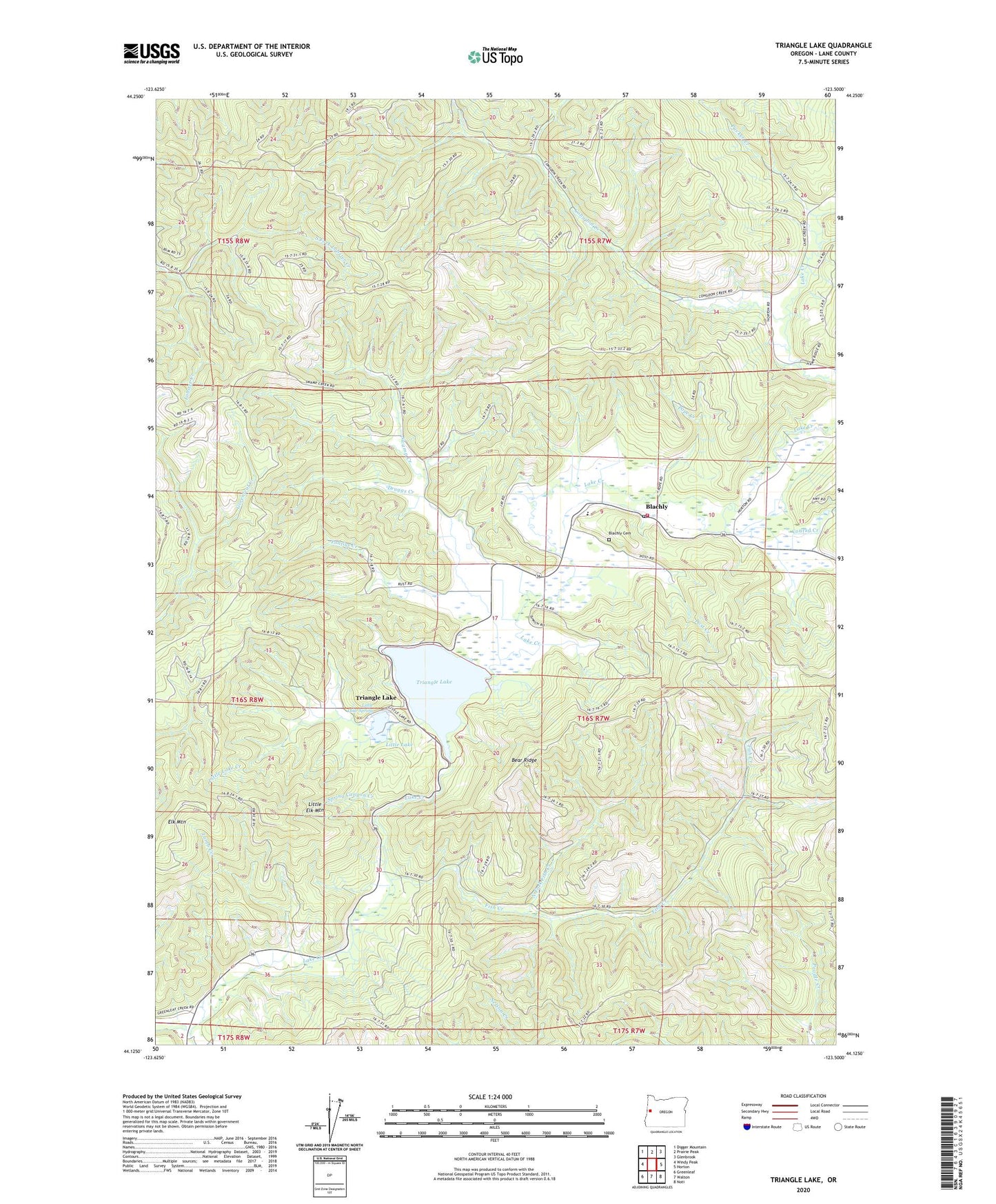 Triangle Lake Oregon US Topo Map Image