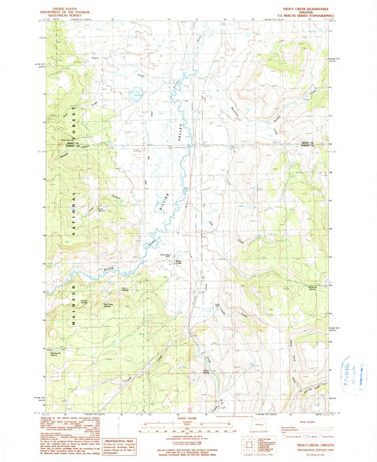 Classic USGS Trout Creek Oregon 7.5'x7.5' Topo Map Image