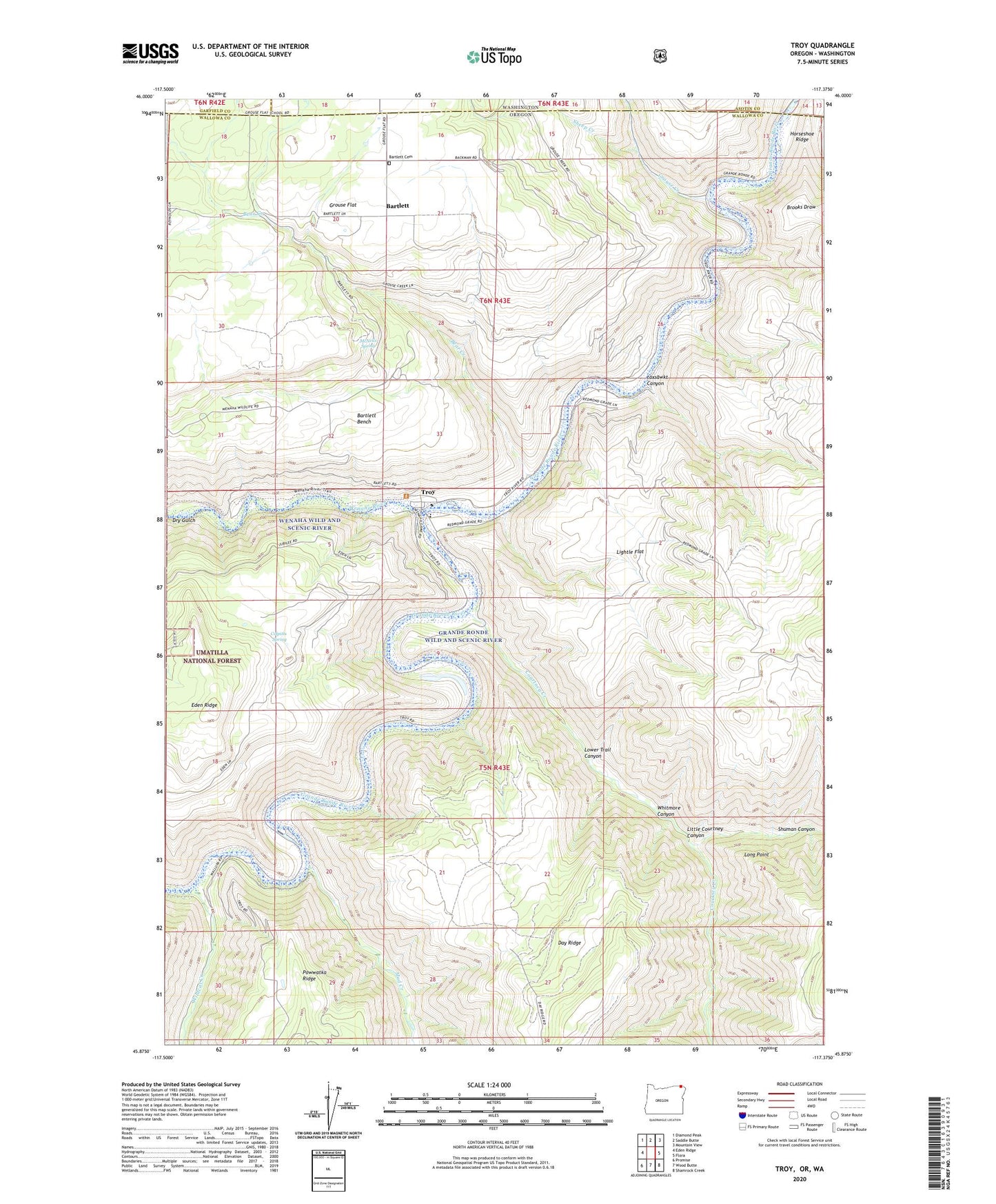Troy Oregon US Topo Map Image