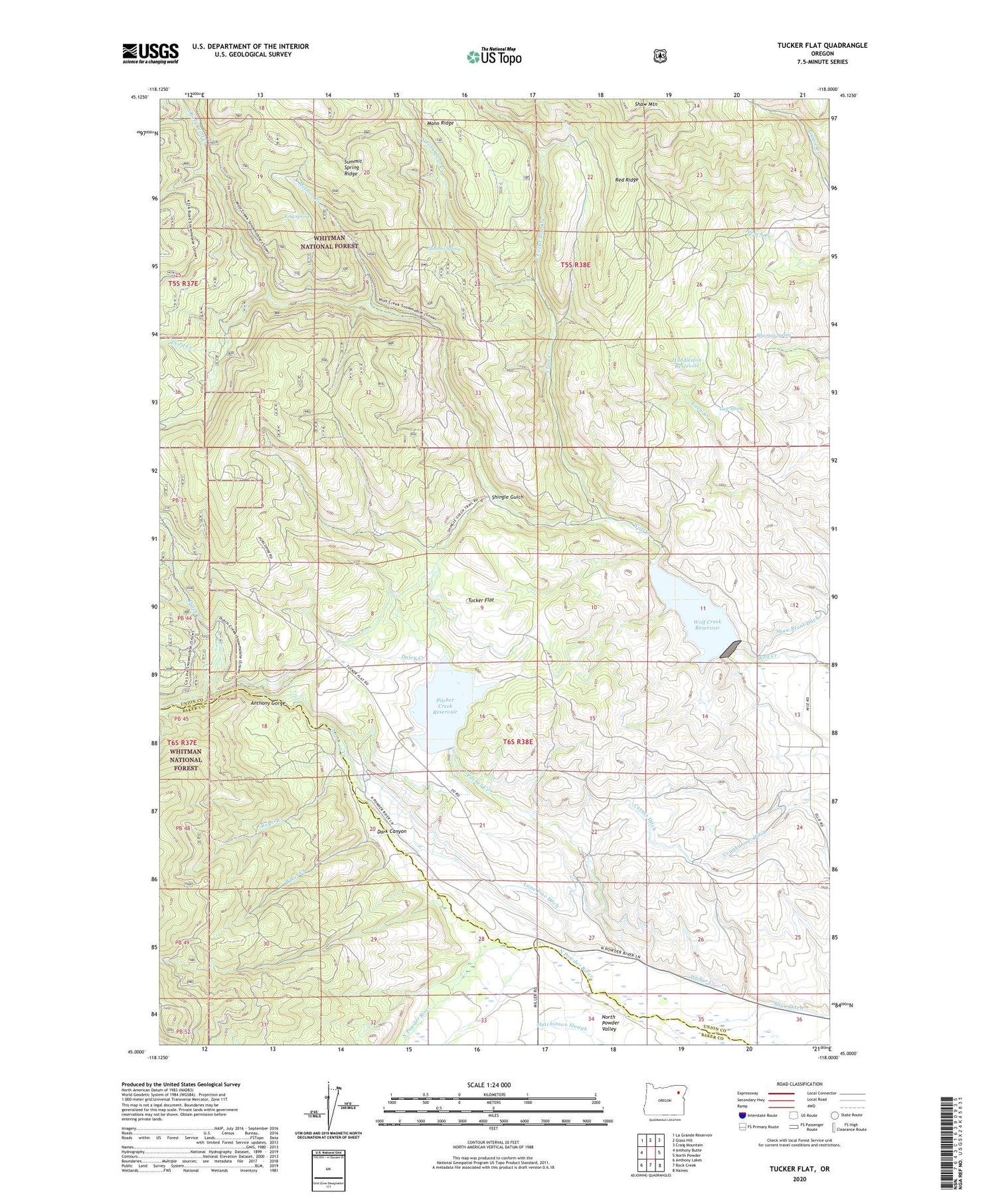 Tucker Flat Oregon US Topo Map Image