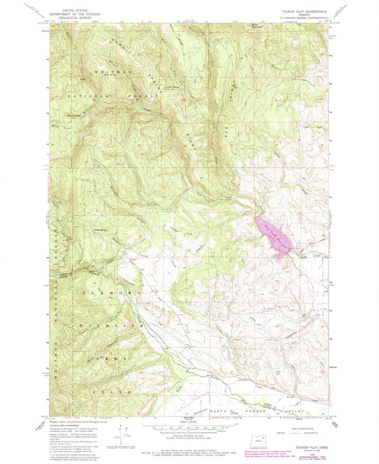 Classic USGS Tucker Flat Oregon 7.5'x7.5' Topo Map Image
