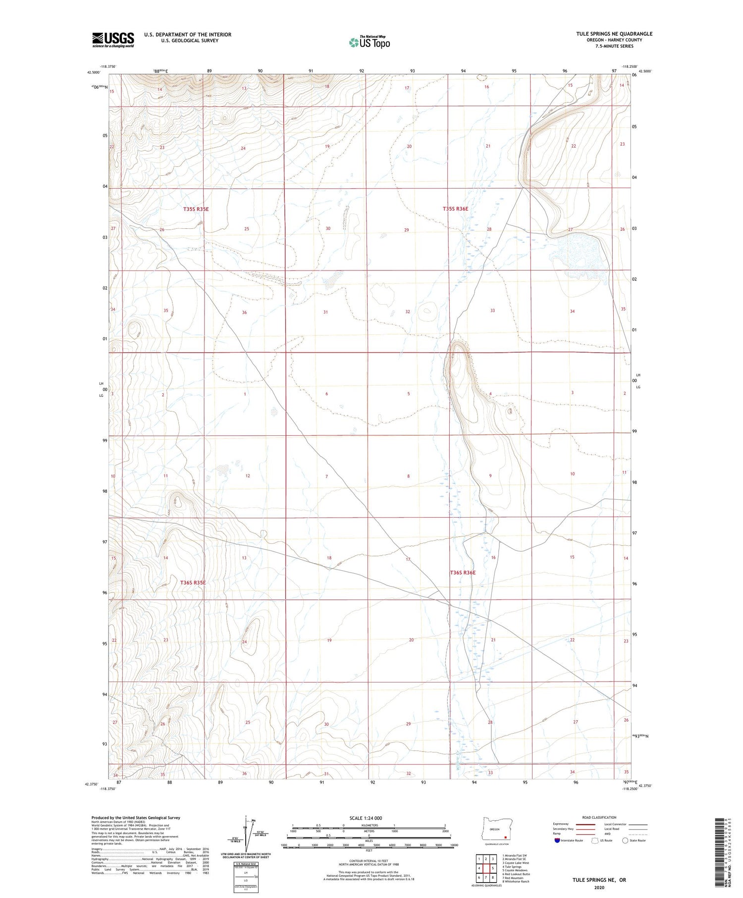 Tule Springs NE Oregon US Topo Map Image
