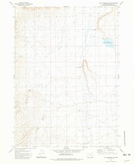 Classic USGS Tule Springs NE Oregon 7.5'x7.5' Topo Map Image