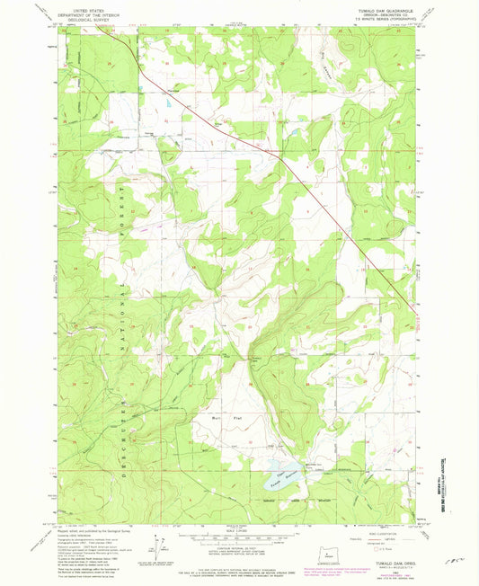 Classic USGS Tumalo Dam Oregon 7.5'x7.5' Topo Map Image