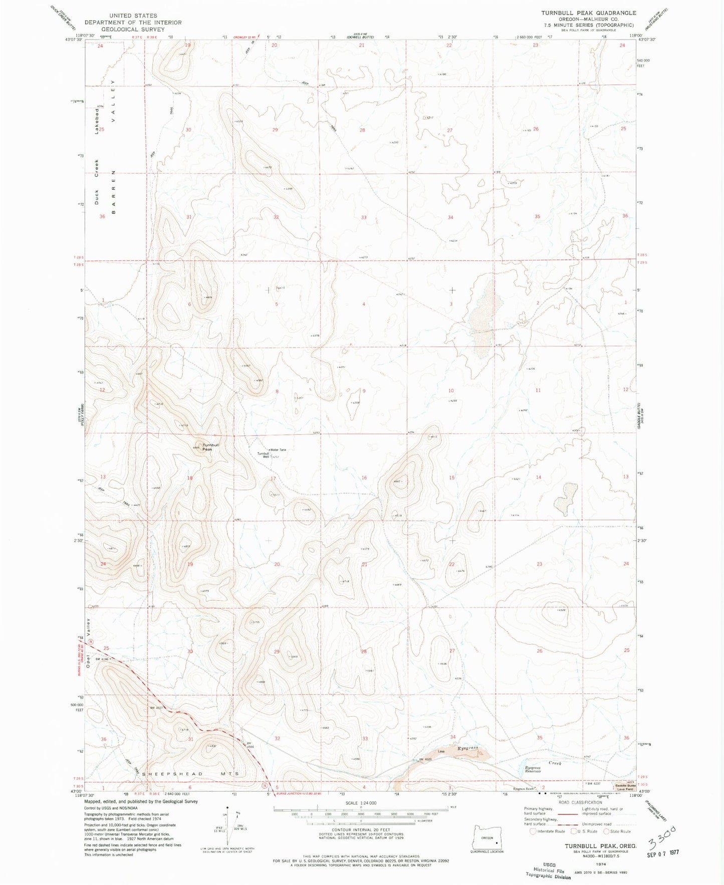 Classic USGS Turnbull Peak Oregon 7.5'x7.5' Topo Map Image